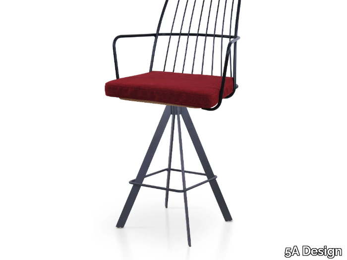 MIA BAR SPIDER - Trestle-based powder coated steel stool with armrests _ 5A Design