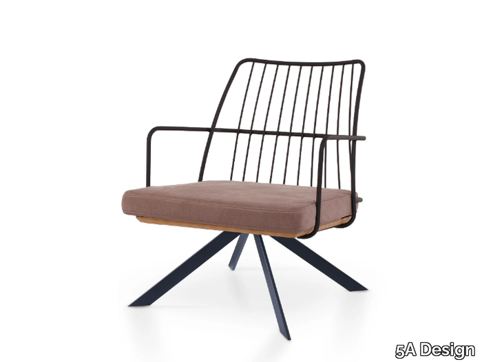 MIA XL LOUNGE SPIDER - Trestle-based powder coated steel armchair with armrests _ 5A Design