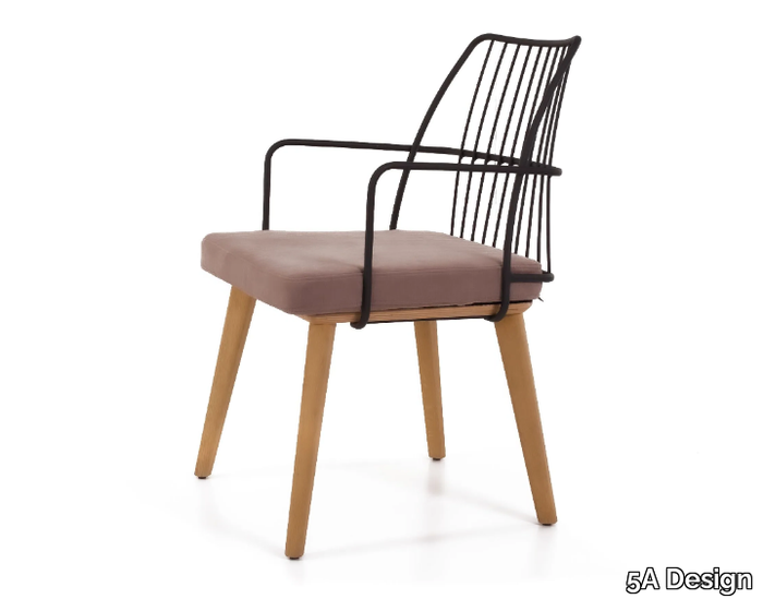 MIA XL OAK - Chair with metal backrest and oak base _ 5A Design