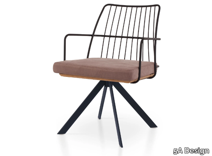 MIA XL SPIDER - Trestle-based powder coated steel chair with armrests _ 5A Design