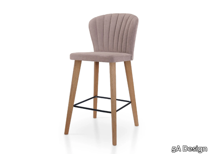 GLORIA BAR OAK - High fabric stool with footrest _ 5A Design