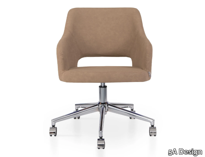 PARADISE 5 WAYS - Upholstered height-adjustable leather office chair with castors _ 5A Design