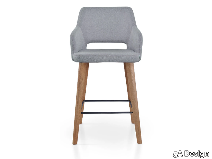 PARADISE BAR OAK - High fabric stool with footrest _ 5A Design