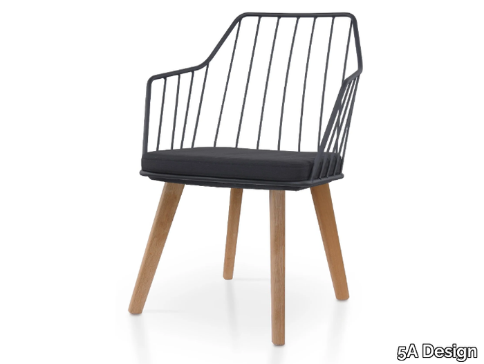 PREMIERE METAL OAK - Powder coated steel chair with armrests _ 5A Design