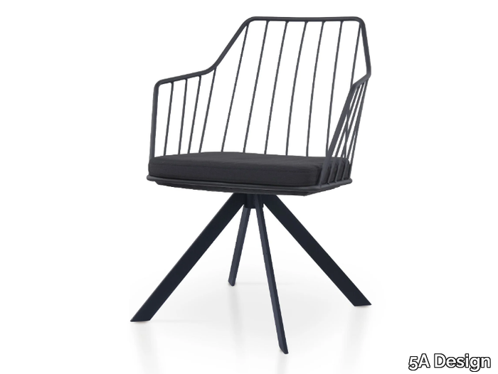 PREMIERE METAL SPIDER - Trestle-based powder coated steel chair with armrests _ 5A Design