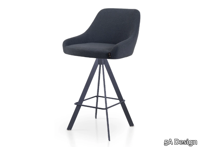 PREMIERE BAR SPIDER - Trestle-based fabric stool with footrest _ 5A Design