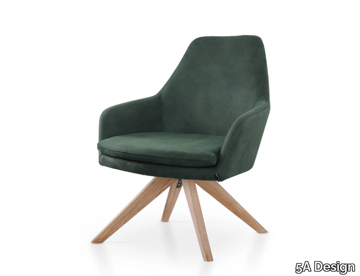 PREMIERE LOUNGE SPIDER - Trestle-based leather easy chair with armrests _ 5A Design