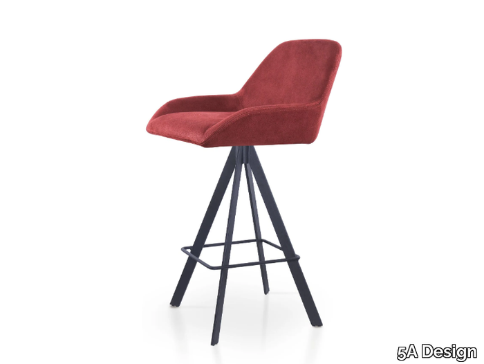 ROYAL BAR SPIDER - Trestle-based leather stool with footrest _ 5A Design