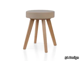 DIEGO OAK - Low leather stool _ 5A Design