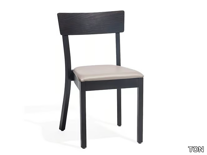 BERGAMO - Wooden chair with integrated cushion _ TON