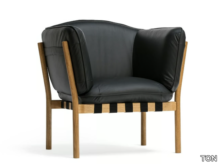 DOWEL - Leather armchair with armrests _ TON