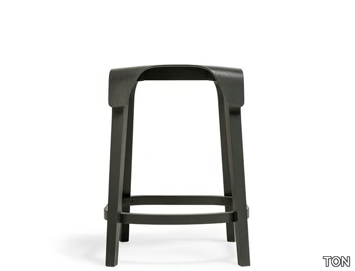 LEAF - Low solid wood stool with footrest _ TON