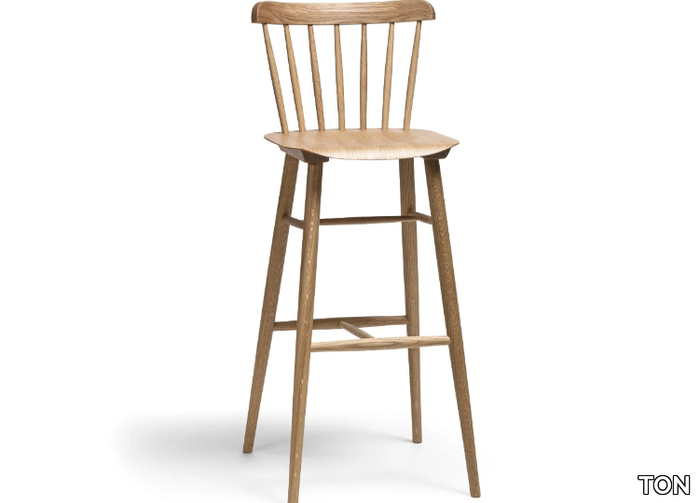 IRONICA - High wooden stool with back _ TON