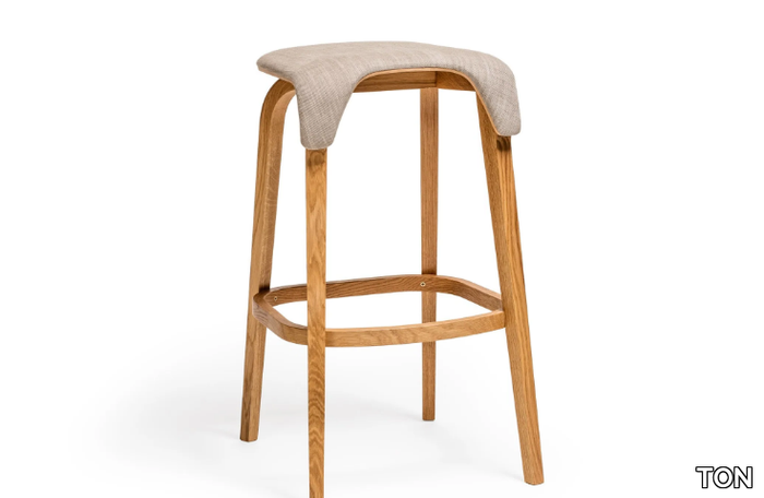 LEAF - High upholstered stool with footrest _ TON