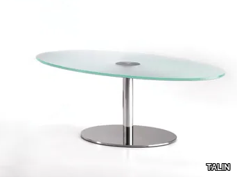 BASIC 859 C - Oval glass and steel coffee table for living room _ TALIN