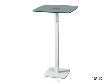 TOTEM 415 C - Square glass and steel high table _ TALIN