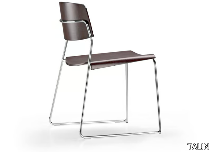 SIGMA 165 - Stackable sled base multi-layer wood reception chair _ TALIN