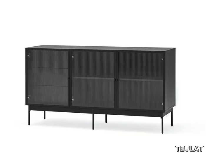 BLUR - Wood veneer and glass sideboard _ TEULAT