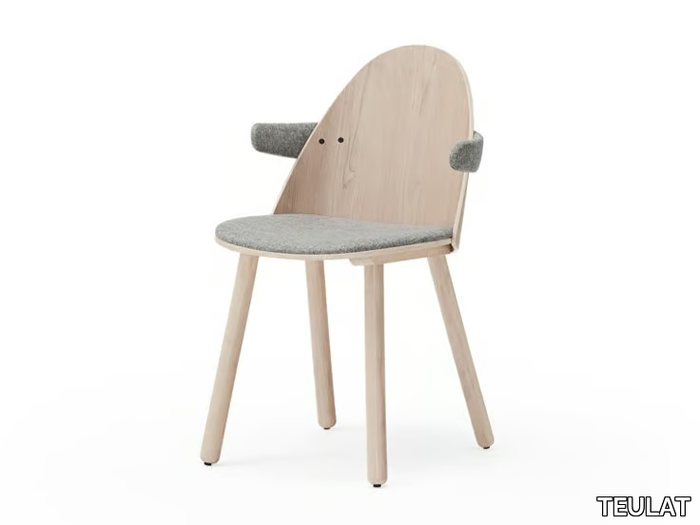 UMA - Wooden chair with armrests and integrated cushion _ TEULAT