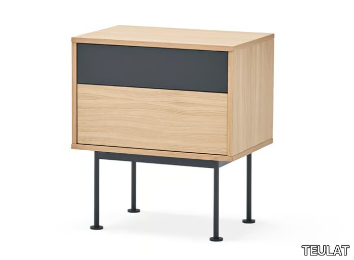 YOKO - Wood veneer and MDF bedside table with drawers _ TEULAT