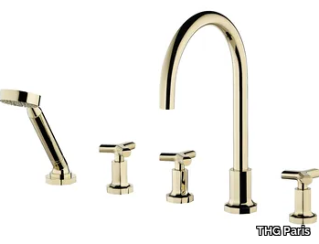 LES ONDES - Bath mixer and handshower supplied by progressive cartridge mixer _ THG Paris