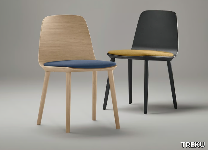 BISELL - Wooden chair with integrated cushion _ TREKU