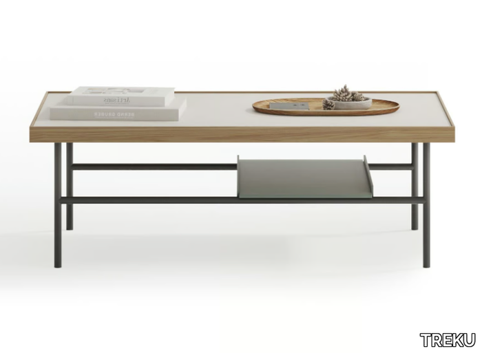 KUTXA - Rectangular wooden and porcelain coffee table _ TREKU