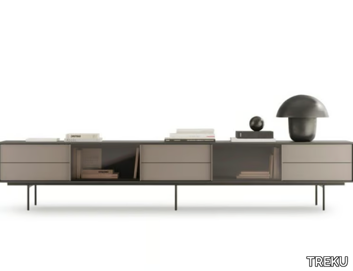 AURA 76 - Modular wooden TV cabinet with drawers _ TREKU