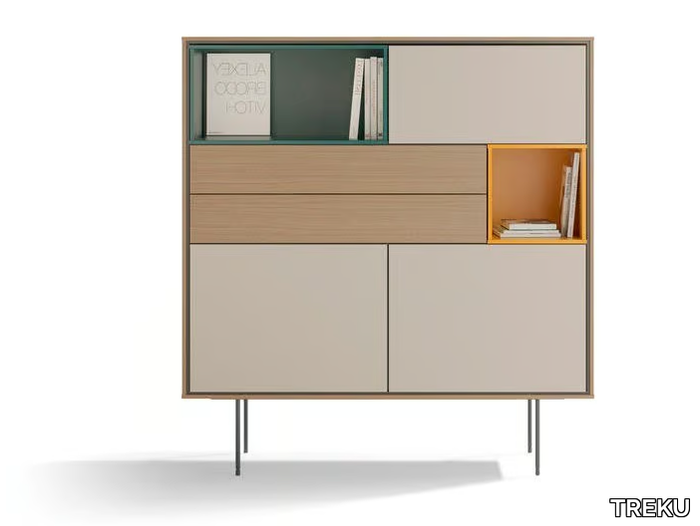 AURA 88 - Wooden highboard with doors _ TREKU