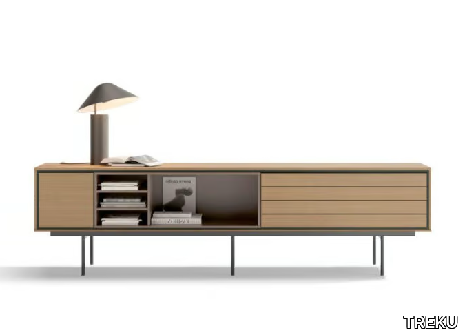 AURA 89 - Modular wooden TV cabinet with drawers _ TREKU