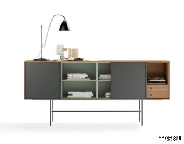 AURA 80 - Walnut sideboard with doors _ TREKU