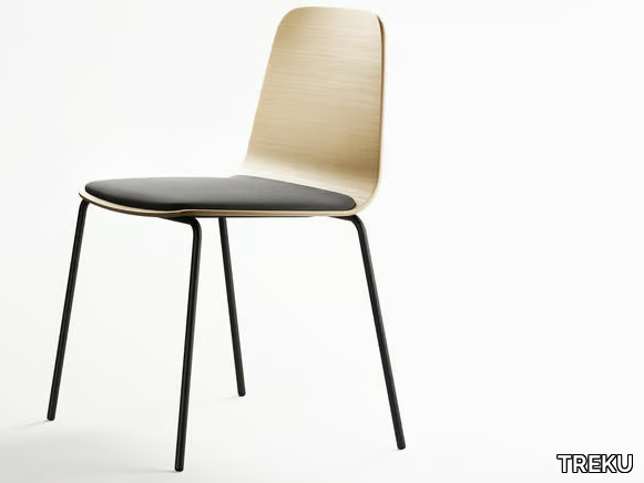 BISELL METAL - Wooden chair with integrated cushion _ TREKU