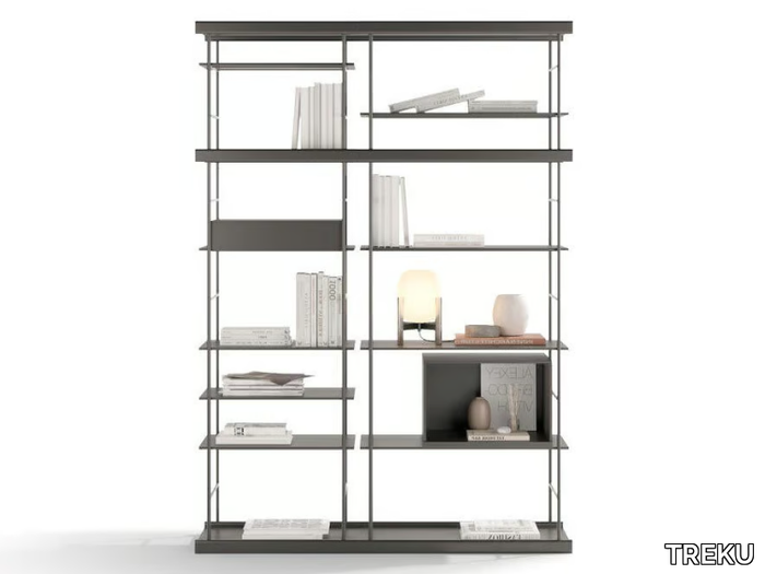 BOST 20 - Open double-sided steel and wood bookcase _ TREKU