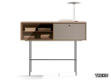 AURA 81 - Walnut console table with shelving _ TREKU