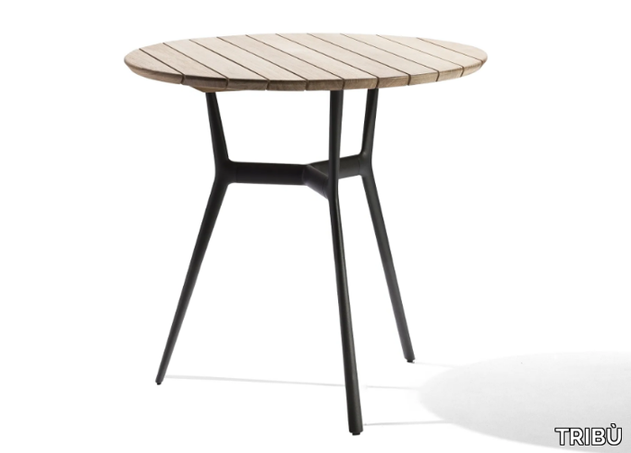 BRANCH - Round aluminium and wood garden table _ TRIBÙ