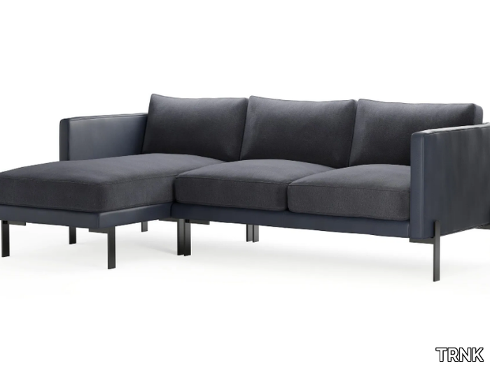 TRUSS - Leather and fabric sofa with chaise longue _ TRNK