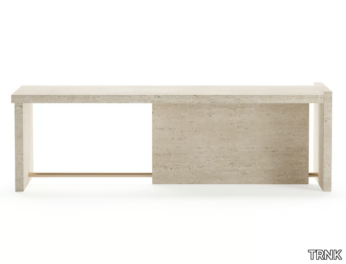 SEGMENT - Low handmade rectangular travertine coffee table _ TRNK