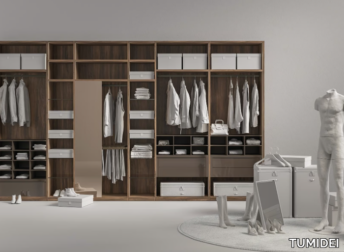 OPEN - Melamine-faced chipboard walk-in wardrobe / wardrobe _ TUMIDEI