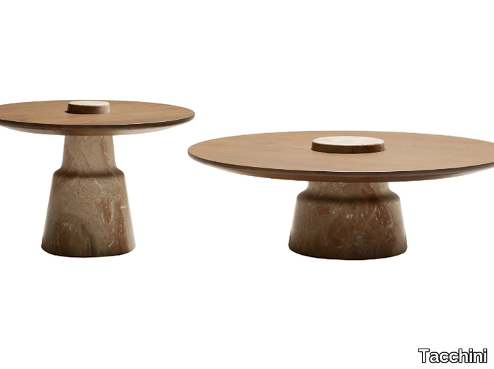 MILL - Round ash and Fior di Pesco Carnico marble coffee table _ Tacchini