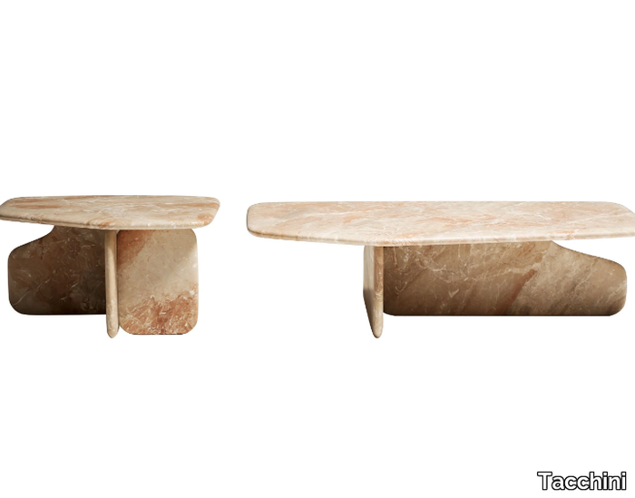 DOLMEN - Rectangular Fior di Pesco Carnico marble coffee table _ Tacchini