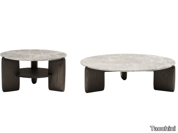 KANJI - Round ash and Fior di Pesco Carnico marble coffee table _ Tacchini