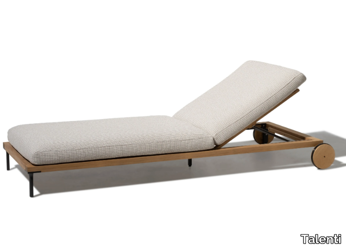 CLEOSOFT-WOOD - Teak sun lounger with castors _ Talenti