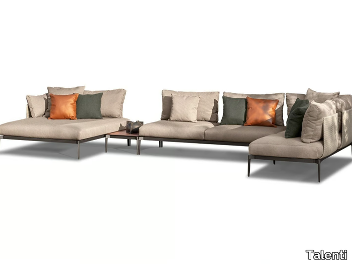 LEAF - Corner sectional fabric garden sofa with chaise longue _ Talenti