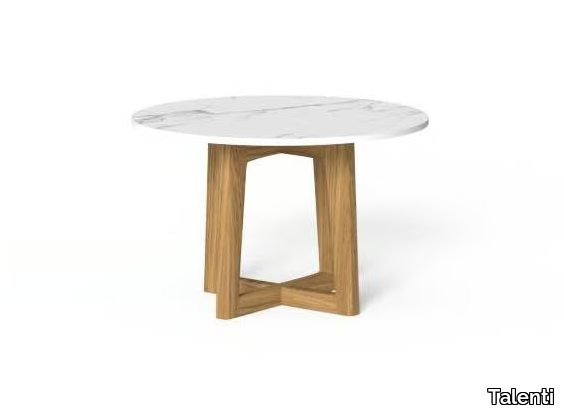 EVER - Round teak and porcelain stoneware garden side table _ Talenti