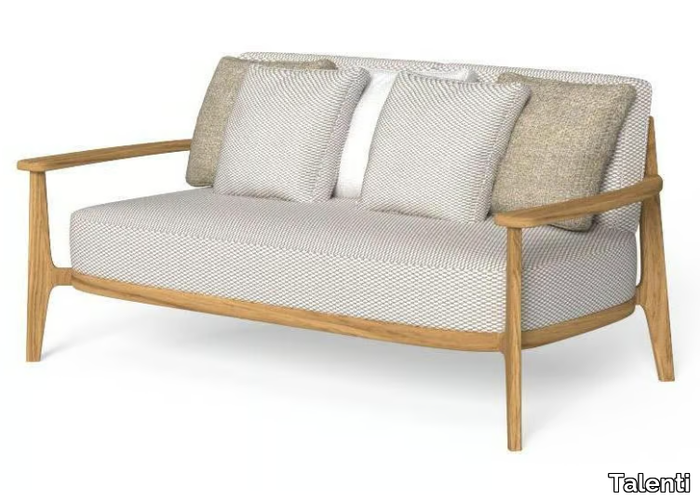 EVER - 2 seater fabric and teak garden sofa _ Talenti