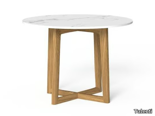 EVER - Round teak and porcelain stoneware garden table _ Talenti