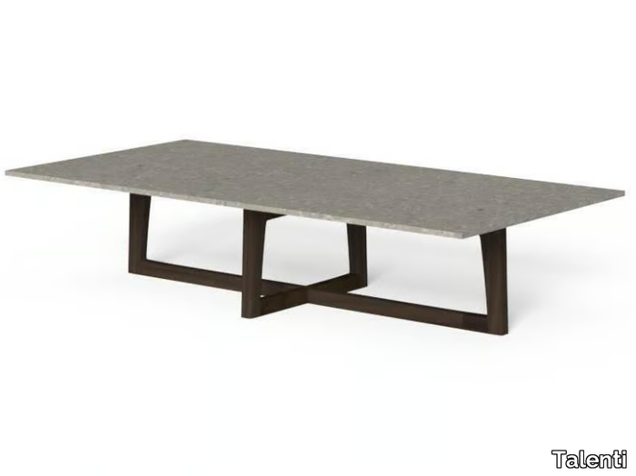 EVER - Rectangular rosewood and porcelain stoneware garden side table _ Talenti