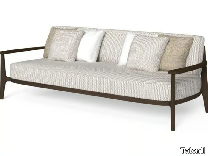 EVER - 3 seater fabric and rosewood garden sofa _ Talenti