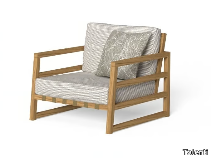 ALABAMA/WOOD - Sled base fabric garden armchair with iroko structure _ Talenti