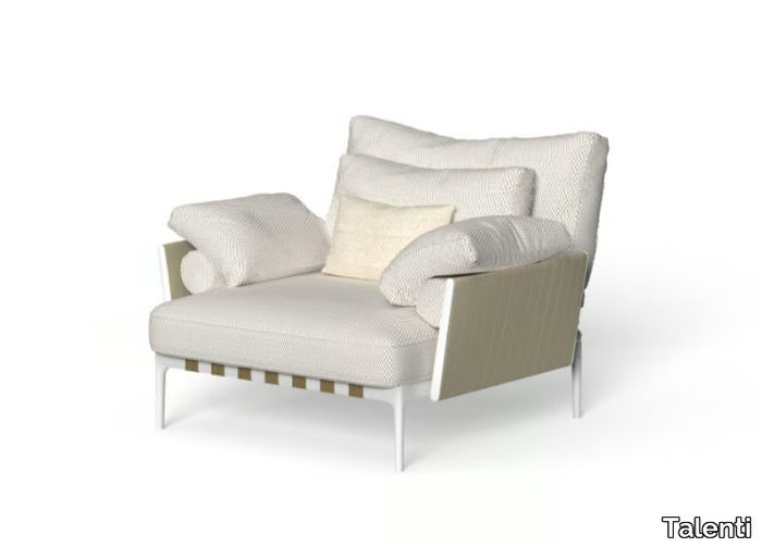 SALINAS - Fabric garden armchair with removable cover with armrests _ Talenti